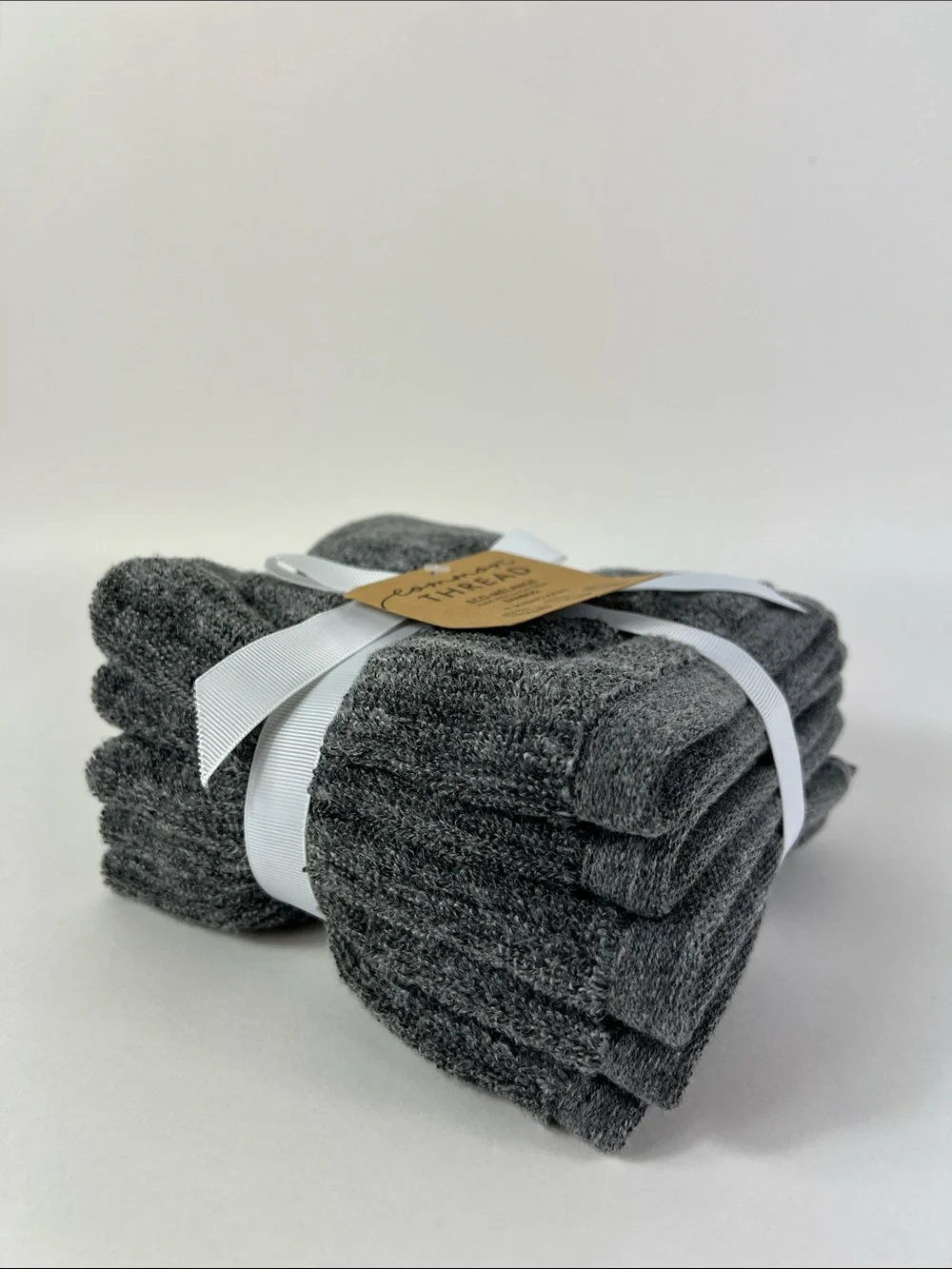 Common Thread Eco-Mélange Bamboo Washcloth Set Charcoal Gray Cotton 5 Pc NEW
